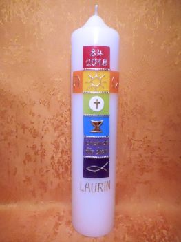 Preview: Taufkerze - Kommunionkerze Regenbogen Elemente   189