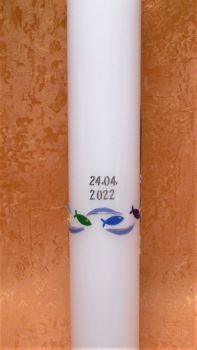 Preview: Taufkerze - Kommunionkerze Regenbogen mit Jesus in einen Boot      5203