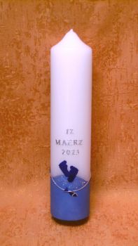 Taufkerze schlicht blaues Silber Kreuz    264