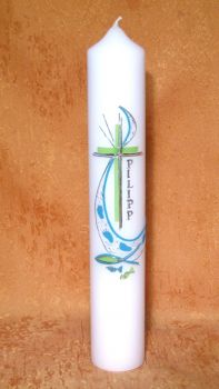 Taufkerze - Kommunionkerze Fußspuren zu Gott Fische     5100