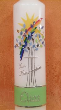 Taufkerze - Kommunionkerze Baum Regenbogen Sonne      1381