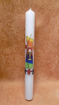 Taufkerze - Kommunionkerze Regenbogen Kreuz Kinder Hand in Hand   5216