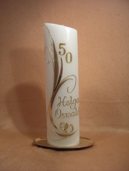 Goldene Hochzeitskerze schlichtes Design  806