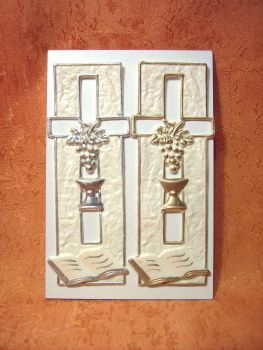 Wachsmotiv Wachsornament weiß  Gold    9183