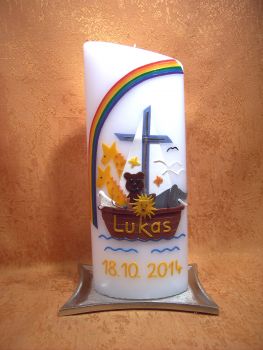 Taufkerze Arche Noah mit Regenbogen    302