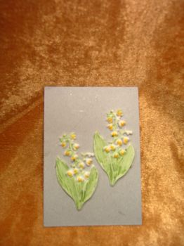 Wachsmotiv zwei Maiglöckchen weiß gelb - grün     9943