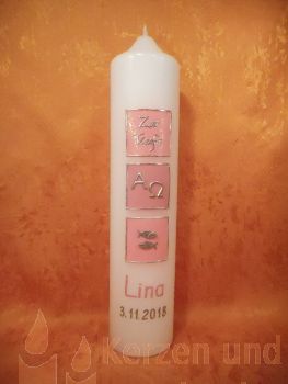 Taufkerze rosa  altrosa    181