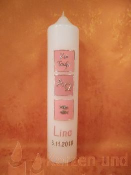 Taufkerze rosa  altrosa    181