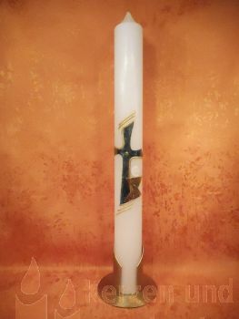 Preview: Kommunionkerze zum selbst Beschriften grün Gold   00023