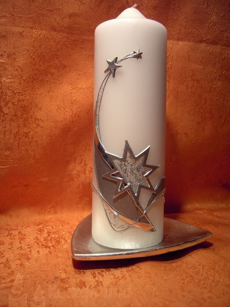 Weihnachtskerze individuelle Gestaltung mit einen Silber Stern       8201