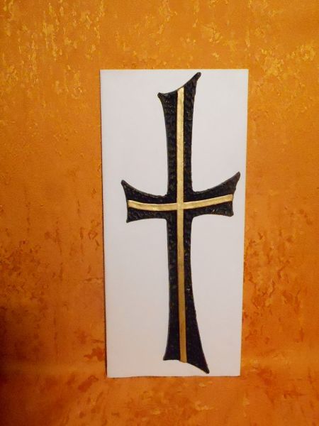 Trauerkerze schlichtes schwarz Silber Kreuz    953