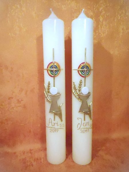 Kommunionkerze Regenbogen Kelch    5160