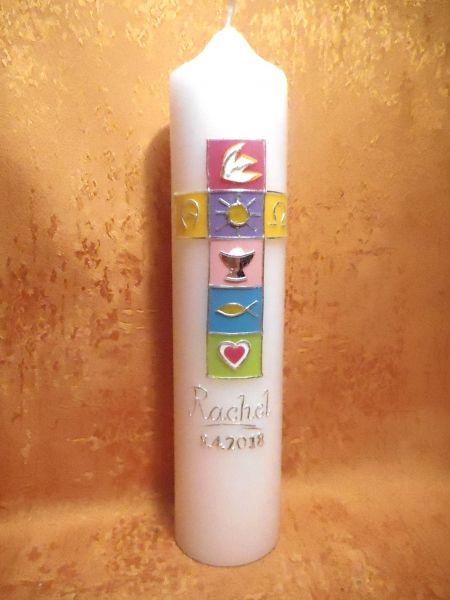 Taufkerze - Kommunionkerze modern Elemente      5011