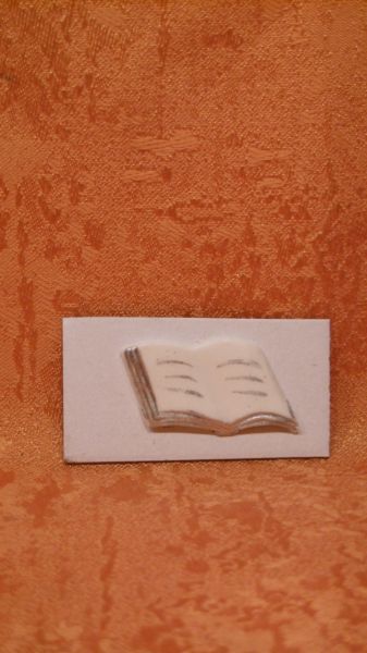 Wachsmotiv Wachsornament Buch weiß - Silber 35 / 22  mm      9156
