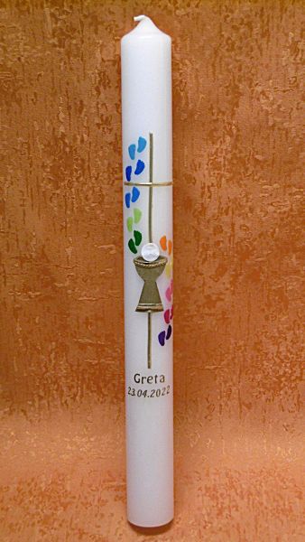 Kommunionkerze  Thema Spuren zu Gott   5190