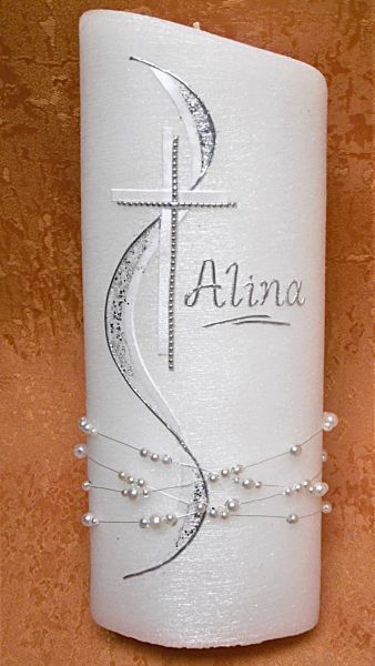 Taufkerze Perlmutt modern Elegant     200