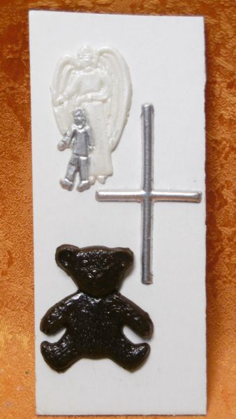 Wachsmotiv  mit Engel - Kreuz - Teddybär    9021