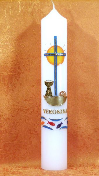 Kommunionkerze mit Jesus am Tisch     4904