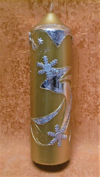 Weihnachtskerze  Unikat Gold Silber    8203