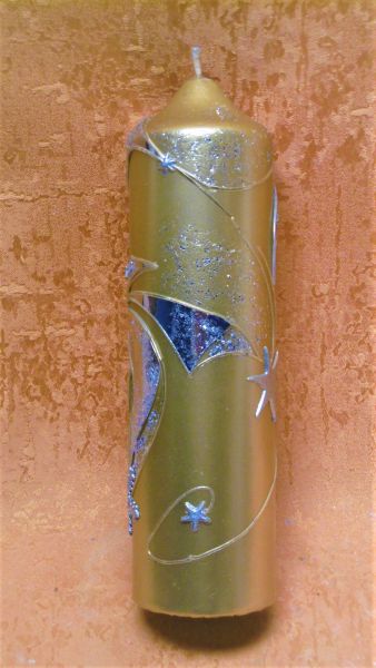 Weihnachtskerze  Unikat Gold Silber    8203