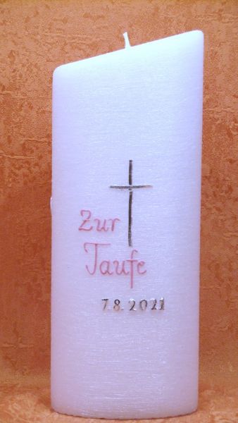 Taufkerze Regenbogen modern rosa   365