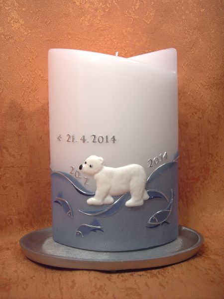 Wachsmotiv Wachsornament Eisbär weiß Groß 45 / 60 mm     9010