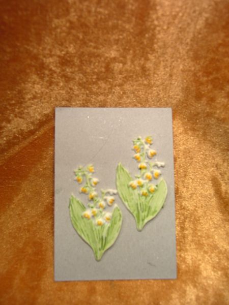 Wachsmotiv zwei Maiglöckchen weiß gelb - grün     9943