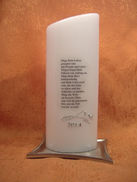 Taufkerze Arche Noah Eisbär und Taufspruch      307