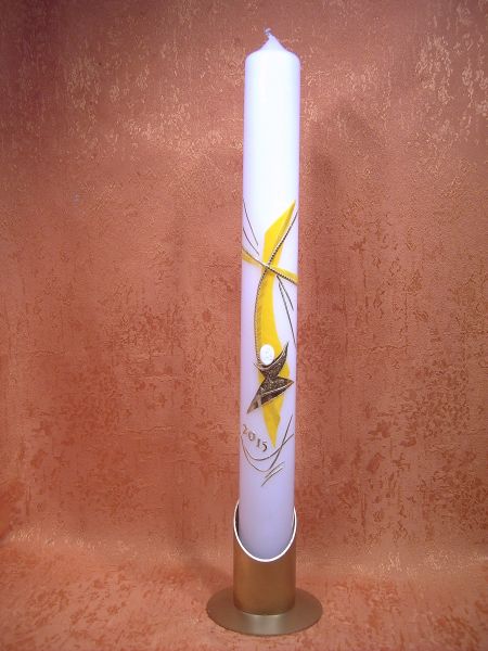 Kommunionkerze  modernes Kreuz - Kelch     5203