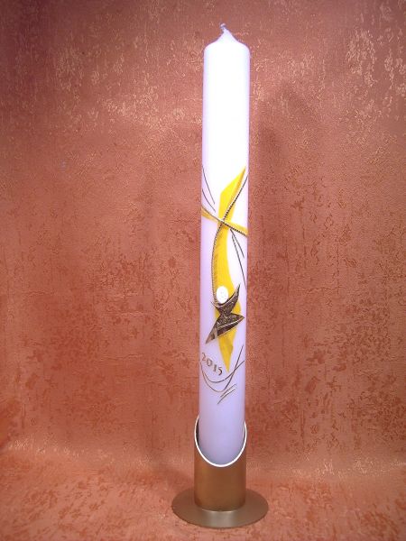 Kommunionkerze  modernes Kreuz - Kelch     5203