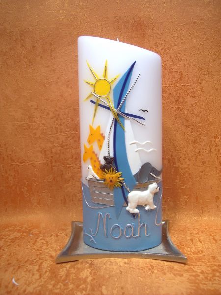 Taufkerze Arche Noah im Meer türkis      316