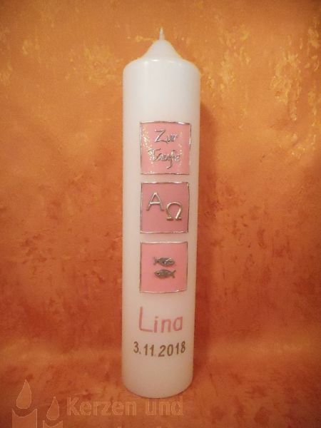 Taufkerze rosa  altrosa    181