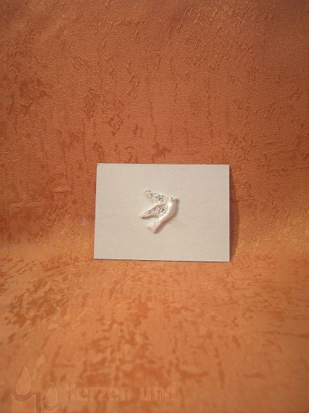 Wachsmotiv Wachstaube perlmutt weiß mit  Silber Glimmer 25 / 25 mm   9064